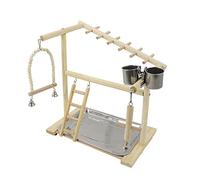 Soporte de madera para pájaros, para loros, periquitos, jaula, accesorio de acero inoxidable