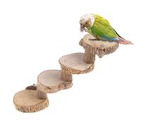 Soporte de madera para pájaros, plataforma de madera natural, escalera de escalada de 4 escalones, juguete de aseo para jaula de loros, accesorios para jaula de loros, percas para pájaros, periquitos