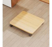 Soporte de madera para plantas con ruedas, estante de almacenamiento independiente para el hogar, estante de impresora, fácil de mover, paleta cuadrada rodante para un fácil transporte (madera natural