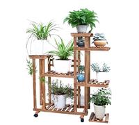 Soporte de madera para plantas para uso en interiores y exteriores, estante de estilo rústico para balcón, sala de estar, exhibición de suculentas y flores decorativas, soporte para plantas de mesa.