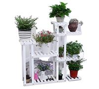 Soporte de madera para plantas suculentas y flores, estante decorativo para interiores y exteriores, para balcón, sala de estar, estilo rústico, perfecto para plantas en maceta y exhibición de