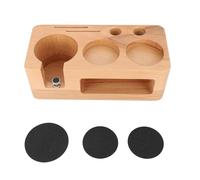 Soporte de madera para prensa de café, estación de apisonamiento estable para espresso, amplia compatibilidad con varios portafiltros, soporte de madera de haya con alfombrilla (53mm)