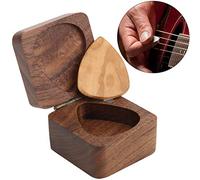 Soporte de Madera para Púas de Guitarra, Caja de Madera de Acacia, Caja de Almacenamiento para Púas, Grano de Madera, Organizador de Púas de Guitarra con Regalo Musical