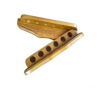 Soporte de madera para tacos de billar con 6 compartimentos verticales para organización de billar y soluciones de almacenamiento basadas en la pared (amarillo)