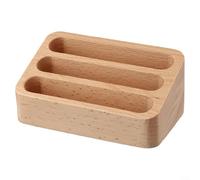 Soporte de madera para tarjetas de visita de 3 niveles con diseño abierto y base antideslizante gruesa, soporte de escritorio que ahorra espacio para uso en la oficina, elegante almacenamiento de
