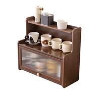 Soporte de madera para tazas de café - Nizer de encimera para accesorios de barra de té y café, soporte para matcha y estante para condimentos, marrón profundo, 19.69 pulgadas