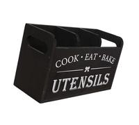Soporte de madera para utensilios de cocina, 3 secciones, caja de almacenamiento, organizador de encimera de cocina, soporte grande para utensilios de encimera