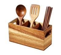 Soporte de madera para utensilios, rústico extra grande con 3 compartimentos, soporte para utensilios de cocina, para espátula, cucharón, tenedor, tijera, hogar, restaurante, barbacoa
