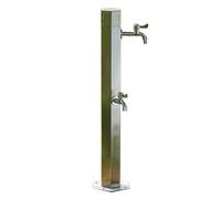 Soporte de manguera para exteriores con doble salida de agua y 2 grifos, ideal para riego eficiente de jardín y gestión del agua