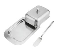 Soporte de mantequilla, Custodio hermético de acero inoxidable, plato de mantequilla decorativa con tapa, para cocina, refrigerador, armario, decoración de mesa, apartamento, granja, restaurante, y