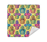 Soporte de maquillaje portátil para lentes de cámara, bolsa organizadora de maquillaje, envoltura de 13.8 x 13.8 para artículos de tocador, Estilo artístico de piña, 21.7x21.7in