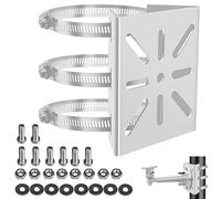 Soporte de mástil, soporte vertical para mástil con 3 trabillas, soporte de esquina de acero inoxidable, soporte de montaje adecuado para cámaras CCTV, cámaras IP (tamaño pequeño)