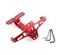 Soporte de matrícula Ajustable Soporte Ajustable para matrícula de Motocicleta, Soporte para luz de Giro Trasera, Kits de eliminación de Guardabarros de Aluminio CNC Portamatriculas(Red)