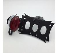 Soporte de matrícula lateral en zigzag horizontal y vertical negro con luz de freno trasera LED ovalada cromada integrada para Harley Touring Bobber Chopper Kawasaki Suzuki Yamaha