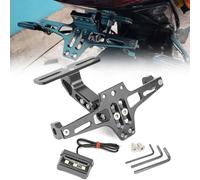 Soporte de matrícula para Motocicleta para Royal Enfield Meteor 350 Fireball/Stellar/Supernova Portamatriculas Moto Ajustable Soporte de Placa de matrícula con luz,Grey