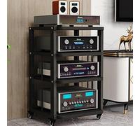 Soporte de medios AV móvil con accesorios ajustables - 4 niveles HiFi Rack para sala de juegos y música estudio - Versátil Stereo Audio Storage Cart (negro)