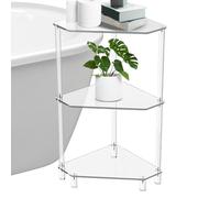 Soporte de mesa de esquina transparente - Estante de exhibición de entrada triangular, construcción vertical de 12 x 12 x 26 pulgadas, construcción de panel acrílico brillante, forma de ahorro de espa