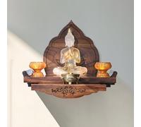 Soporte de Mesa de Ofrenda de Madera Tallada a Mano, Armario de Buda de Madera con Bandeja Oculta, para La Estatua Espiritual Sala De Estar Estudio Oficina Casa