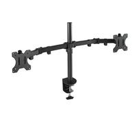 TOOQ DB1232TN-B - Soporte de mesa giratorio, inclinable para 2 monitor/TVs LED/LCD, (13"-32", 8kg peso por brazo, altura ajustable hasta 443mm, inclinación +/-45º, giro 180º,VESA 75x75/100x100), negro