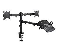 Soporte de Mesa para 2 Monitores y 1 Portátil TooQ DB1202TN-B/ Giratorio/ Inclinable/ hasta 9kg