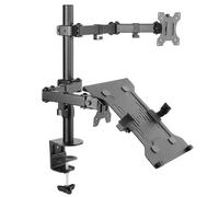 Soporte de Mesa - Soporte para 1 Pantalla de 13"-32" con Doble Brazo, Permite Colocar 2 Pantallas o 1 Pantalla y 1 portátil, Ajuste Flexible.