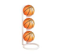 Soporte de metal ajustable para pelotas deportivas, soporte vertical para fútbol, baloncesto, voleibol, soporte de almacenamiento de pelotas extraíble, color blanco, diseño que ahorra espacio