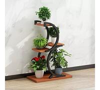 Soporte de metal de 4 niveles para plantas de hierro para balcón y decoración al aire libre, elegante escalera roja ideal para el hogar y el jardín, ahorro de espacio Blumenbank.