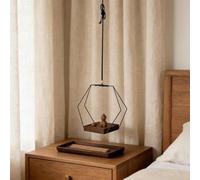 Soporte de metal hexagonal para macetas con anillo de hierro y base de madera para uso en interiores en estudios, apartamentos y lofts (A)