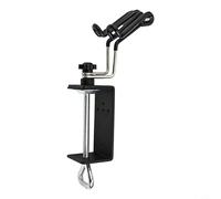 Soporte de metal para aerógrafo con abrazadera, soporte giratorio para 2 cepillos, montaje lateral para regulador de presión, abrazadera en C para borde de mesa de hasta 3 pulgadas, color negro