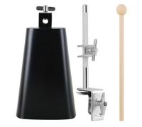 Soporte de metal para cencerro con cencerro y baqueta, abrazaderas de montaje ajustables para cencerros, accesorios de percusión
