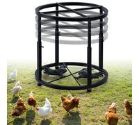 Soporte de metal para comedero de pollo, 4 alturas ajustables, base de hierro resistente, diseño antideslizante para cubos redondos y cuadrados, mantiene la gallina seca y limpia