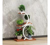 Soporte de metal para flores de hierro forjado de 4 niveles, escalera decorativa para plantas para balcón y exterior, color rojo, una elegante decoración del hogar, ideal para plantas de interior y