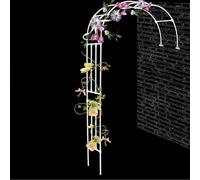 Soporte de metal para jardín, con medio arco, enrejado para plantas trepadoras, resistente a la intemperie, para exteriores, arco, estable, de 6 a 10 pies, ideal para flores y vides (blanco)