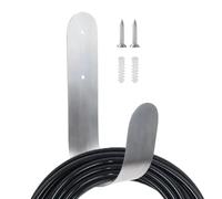 Soporte de metal para manguera de jardín, resistente, montaje en pared, soporte para manguera de agua para patio, gancho duradero, ideal para manguera de agua, cable de extensión (1 unidad plateada)