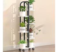 Soporte de metal para plantas con ruedas, 4/5/6 niveles, estante de madera para macetas, estante multinivel para patio, balcón, sala de estar, oficina, ideal para uso en interiores y exteriores