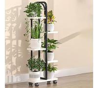 Soporte de metal para plantas con ruedas de 4/5/6 niveles, estante de madera para macetas, para interiores y exteriores, para patio, sala de estar, balcón, decoración de oficina