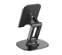 Soporte de metal para teléfono móvil, soporte plegable para tableta, soporte giratorio de 360 grados, bonito soporte para teléfono celular para el hogar (color negro)