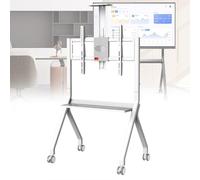 Soporte de metal plegable portátil para pizarra blanca interactiva y TV con ruedas bloqueables para oficina y aula