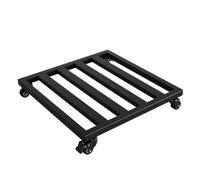 Soporte de metal rodante para plantas con ruedas, 45 x 45 cm, bandeja extraíble para macetas y acuarios, base de hierro negro, uso en interiores y exteriores