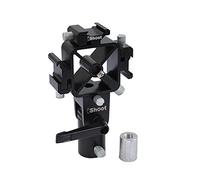 Soporte de metal Tri-Hot Shoe Mount Speedlight Flash Holder 2 Agujeros para paraguas para soporte de luz, cámara trípode, difusor de softbox