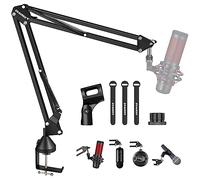 Soporte de Micrófono,Aokeo AK-35 Brazo de Micrófono ajustable negro Profesional para Micrófono de HyperX QuadCast,Blue Yeti,Blue Snowball,Etc
