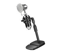 Soporte de micrófono de escritorio, antideslizante, multifuncional, ajustable, resistente a los arañazos, agarre fuerte, soporte para micrófono de mesa con ranura para teléfono y tableta (clip de