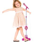 Soporte de micrófono de juguete, karaoke para niños, juguete musical para niños, micrófonos conectables, micrófono para niñas y niños, soporte ajustable colorido, no requiere batería, micrófonos para