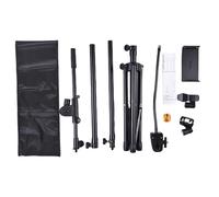 Soporte de Micrófono de Suelo con Soporte para Teléfono y Tablet, Pie de Micrófono Ajustable con Base Resistente, Doble Montura para Streaming, Podcast y Grabación