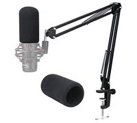 Soporte de micrófono mejorado con cubierta de micrófono, brazo de tijera ajustable para Hyperx QuadCast S Shure SM7B MV7 Blue Yeti Fifine AM8 K669B SoloCast AT2020 y otros micrófonos