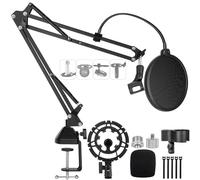 Soporte de micrófono para Blue Yeti, soporte de escritorio para Hyperx Quadcast Blue Yeti Pro X Snowball con soporte de choque de grado superior, filtro pop, parabrisas, soporte de micrófono para