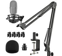 Soporte de micrófono para suspensión con brazo de tijera, soporte para micrófono con filtro pop de espuma, abrazadera mejorada para Razer Seiren Mini USB Streaming micrófono