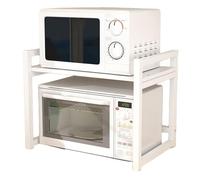 Soporte de microondas de 2 niveles de alta resistencia - Organizador y estante de madera para electrodomésticos de cocina que ahorra espacio - Estante de almacenamiento multifuncional para decoración