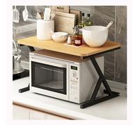 Soporte de microondas de acero inoxidable, estante de almacenamiento de cocina resistente de 2 niveles, estante de microondas que ahorra espacio para suministros de cocina, organizador de encimera