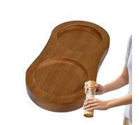 Soporte De Molino De Pimienta De Doble Red: Bandeja De Sal Y Pimienta | Bandeja De Almacenamiento Del Organizador De Encimera Antideslizante | Base De Madera Botella De Especias De Doble Compartimento